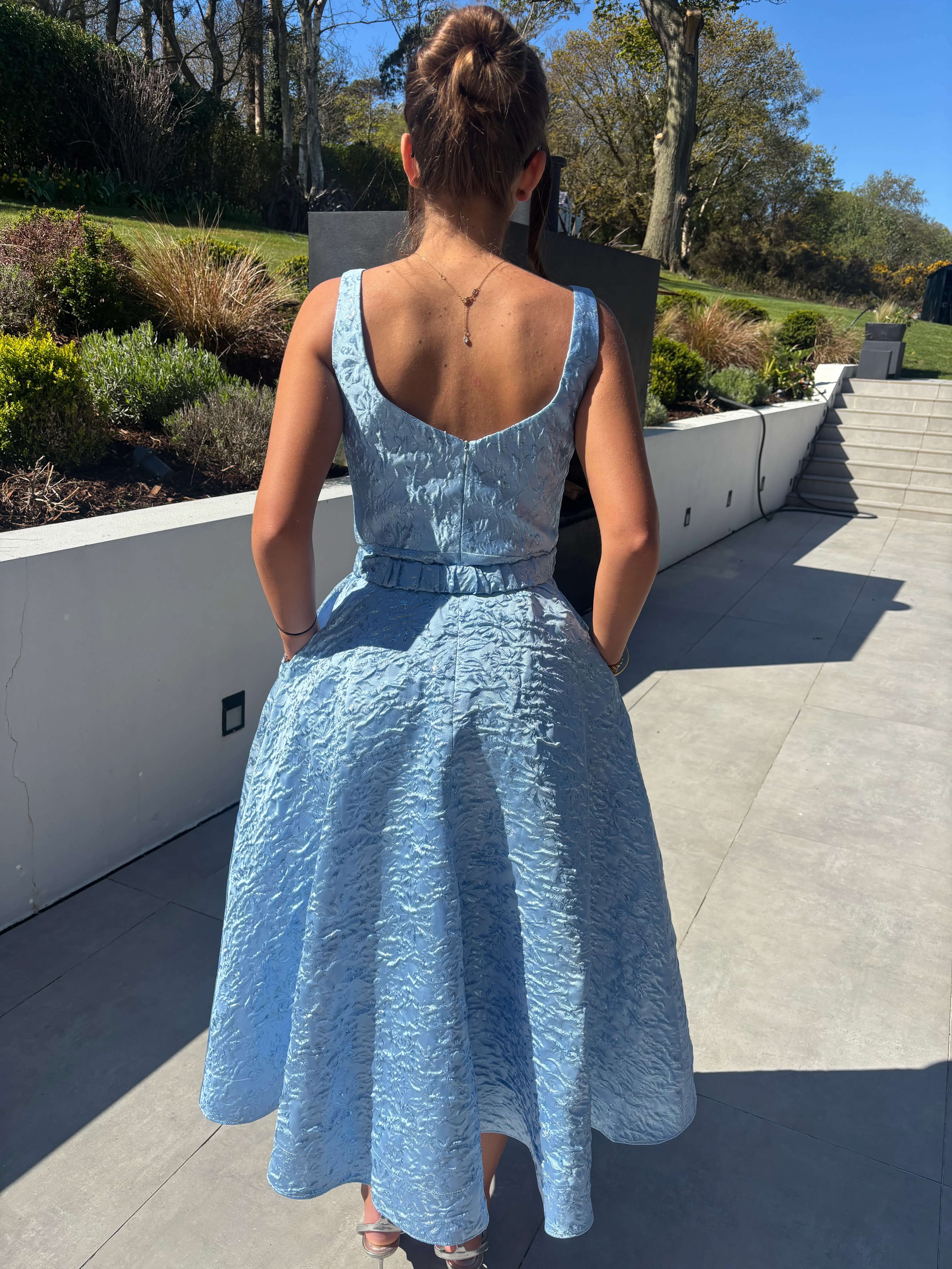 ARIA DRESS LIGHT BLUE JACQUARD- DELIVERY 1st WEEK OF MAY - Image 2