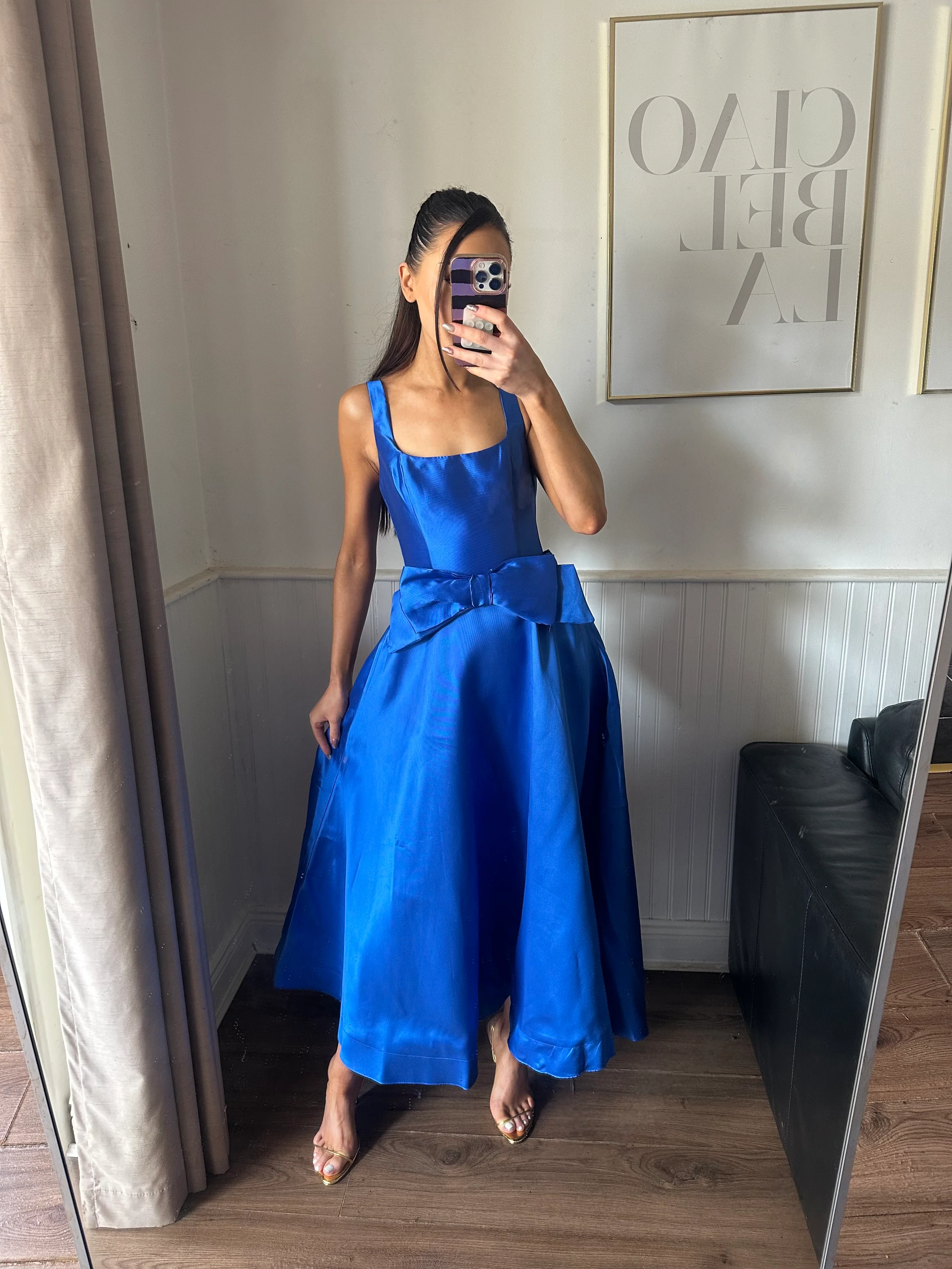 ARIA ROYAL BLUE SATIN TWILL  DRESS - Image 2