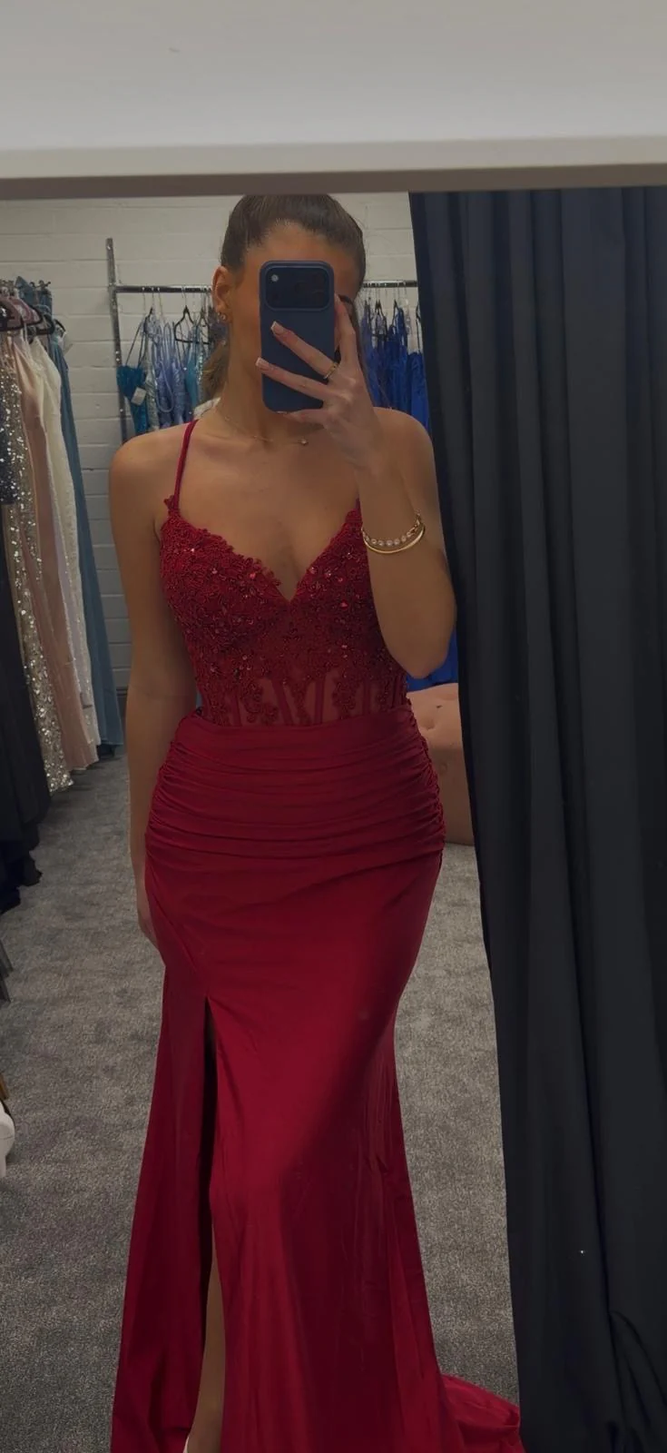 BURGANDY LACE BODICE GOWN (Copy)