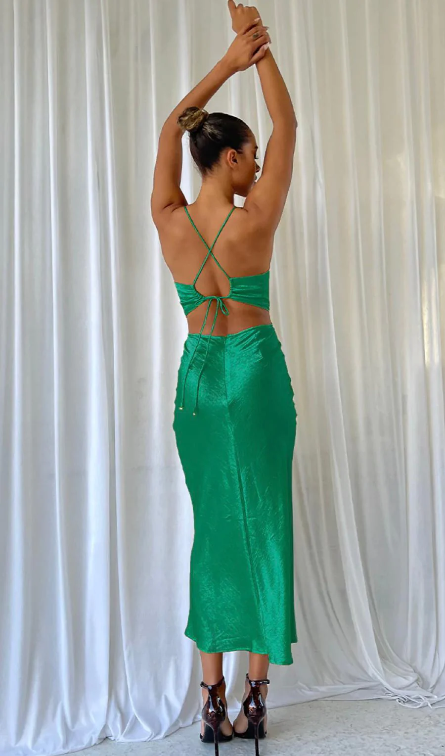 CHANYA SLIP DRESS GREEN - Image 3