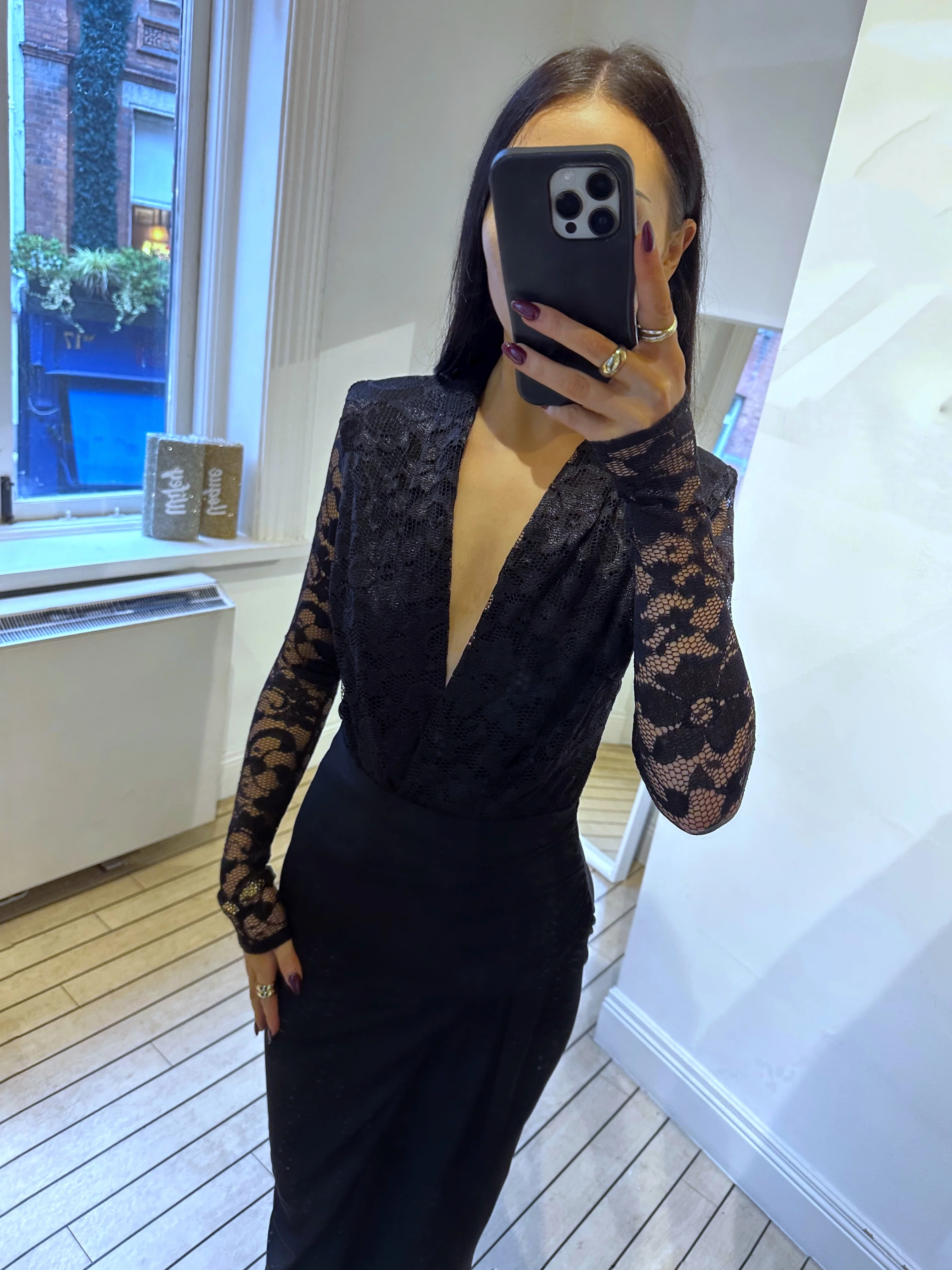 JACKIE DRESS BLACK WITH LACE BODICE - Image 2