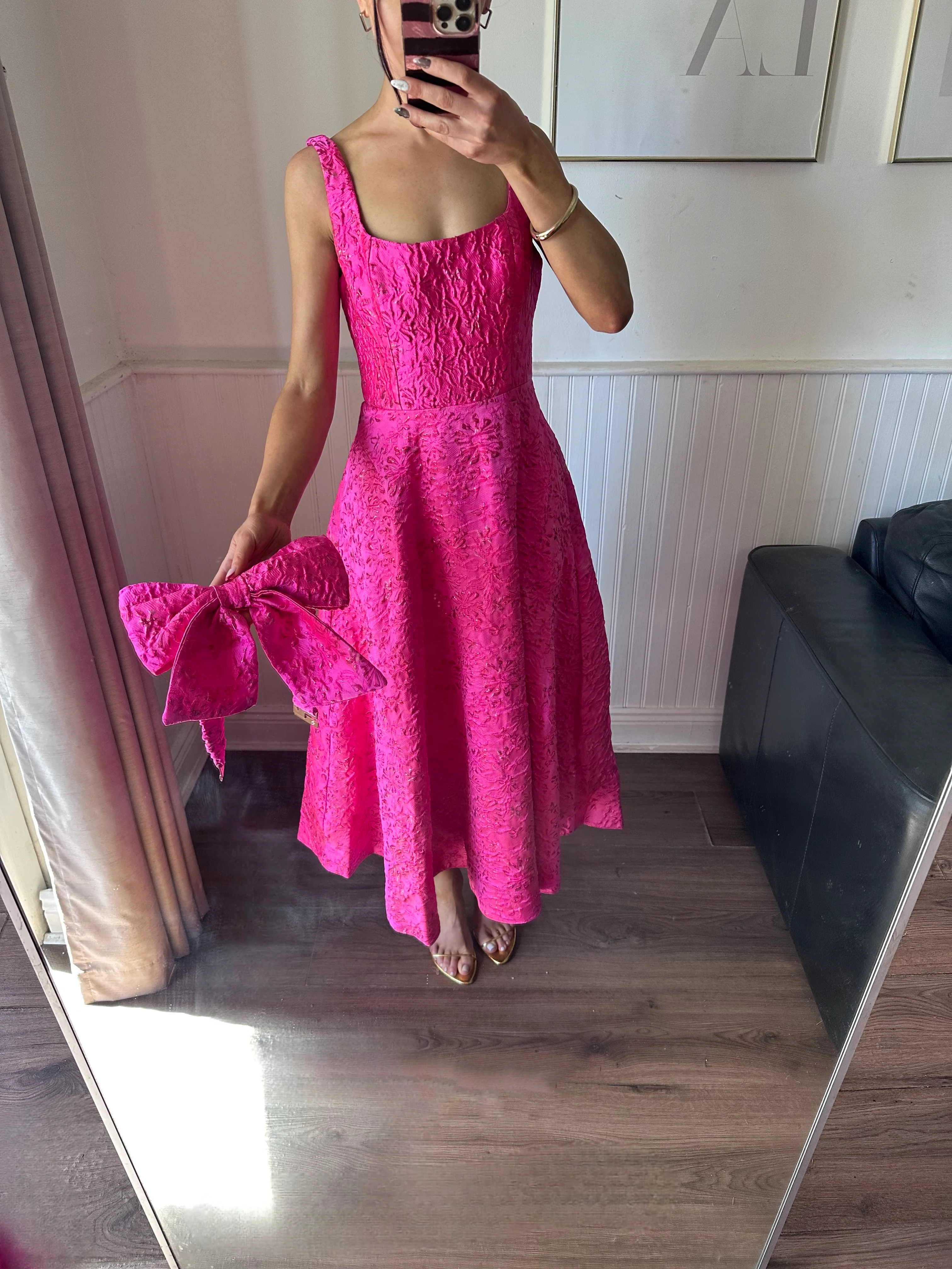 ARIA DRESS PINK JACQUARD - Image 2