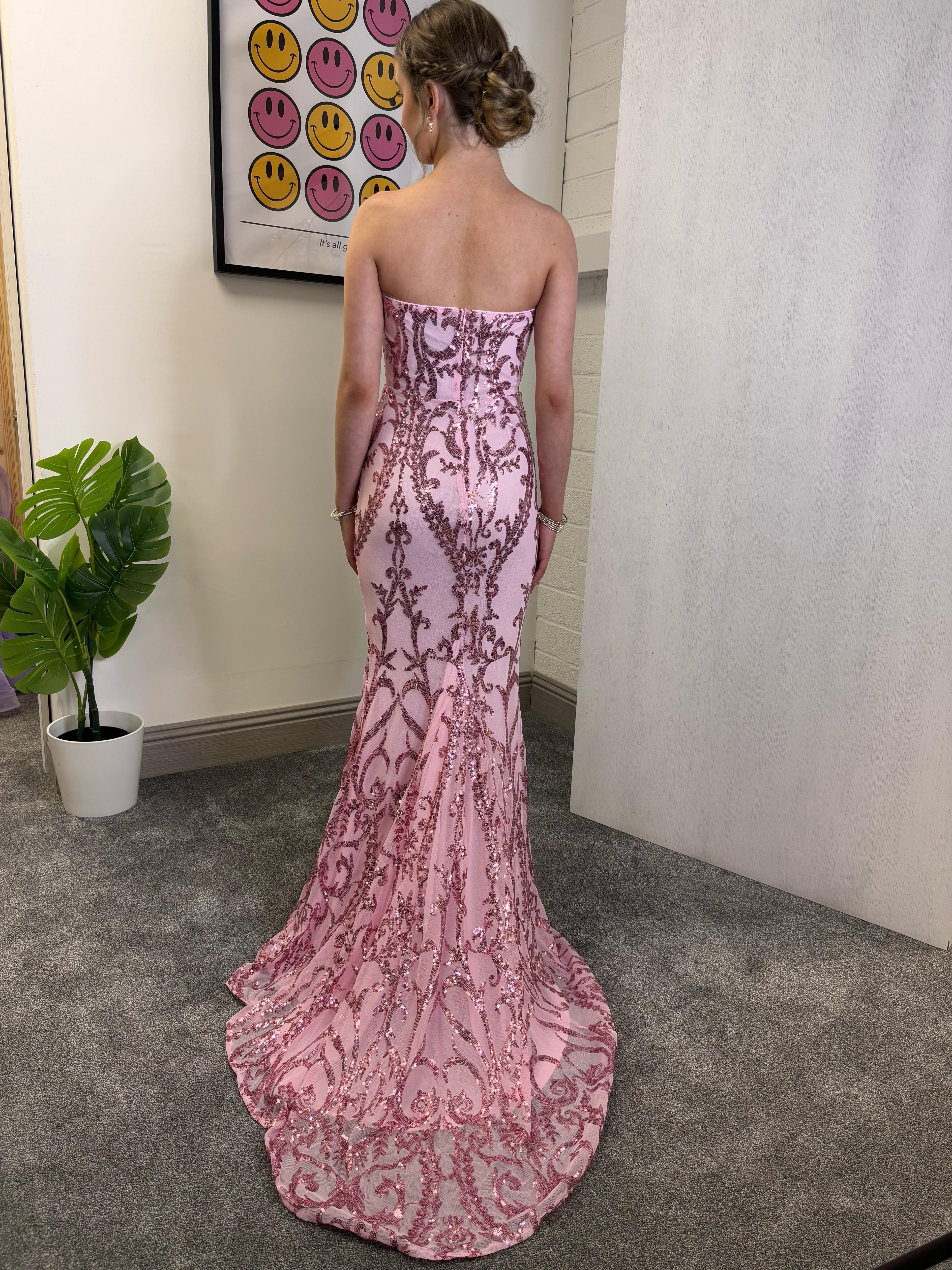 PINK SEQUIN FITTED GOWN - Image 2